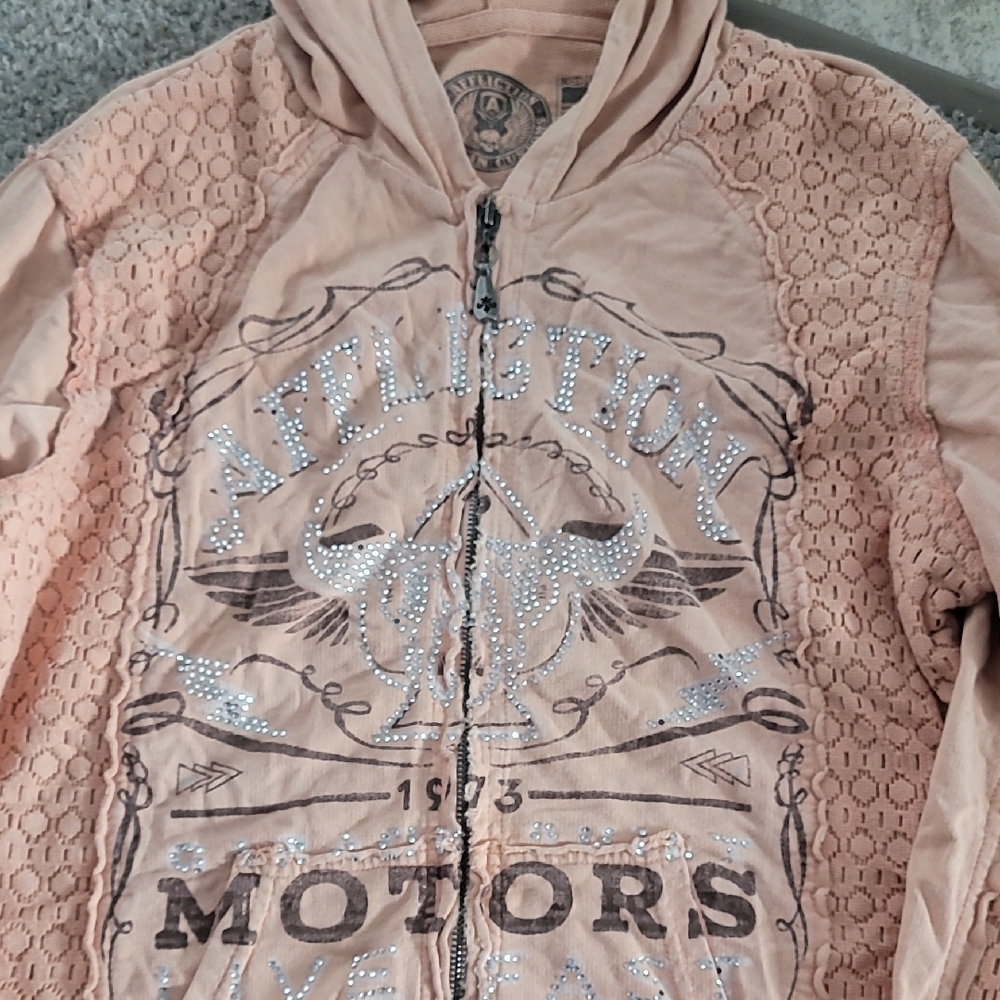 Affliction Peach Lace Hoodie